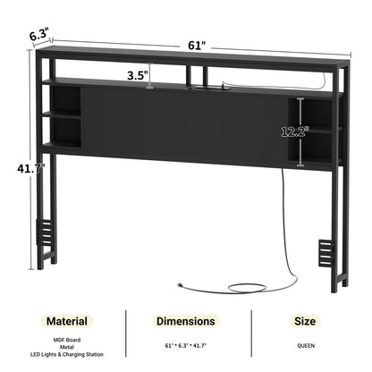 Queen Headboards with Power Outlets and Storage Space
