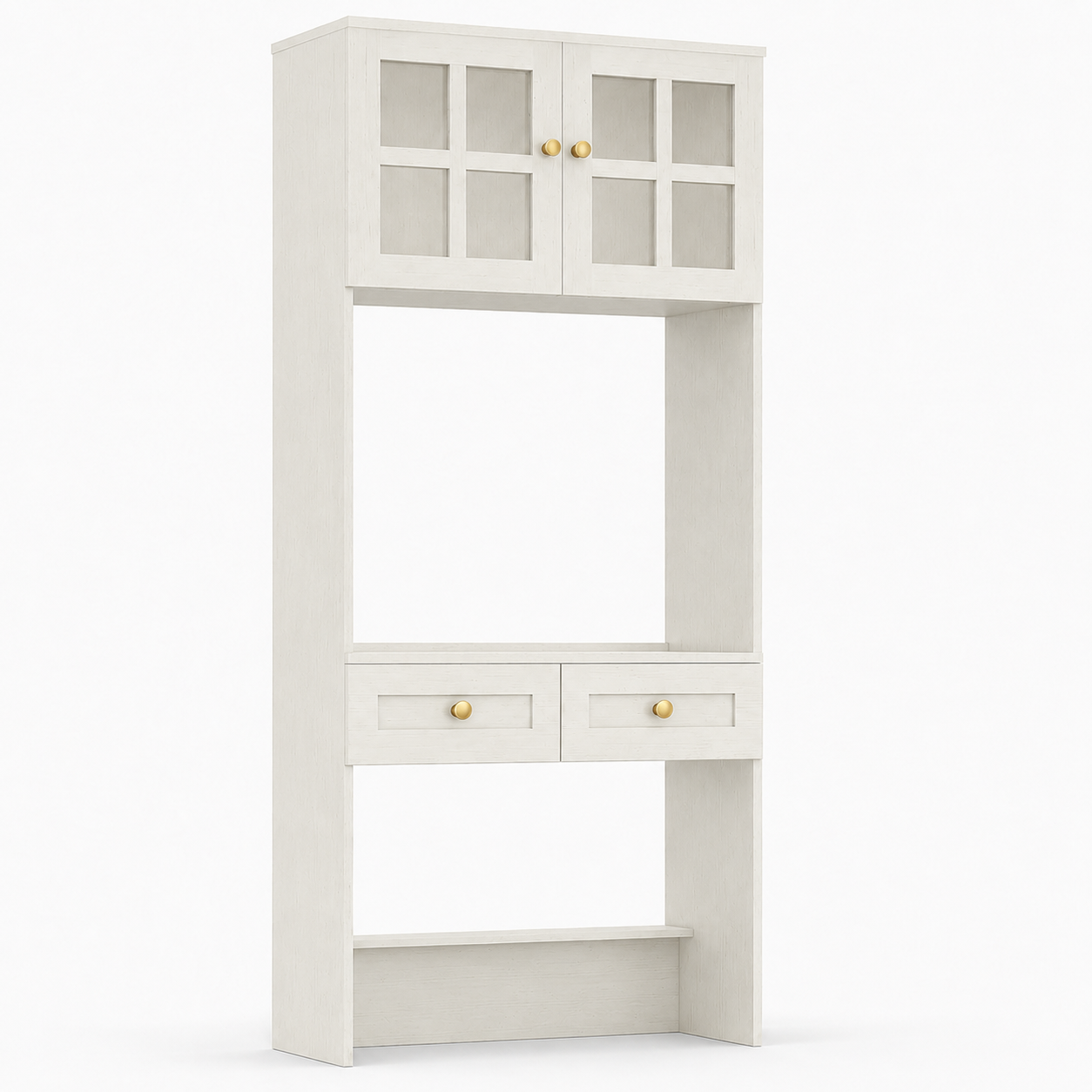 80" Tall Desk with Hutch & Drawers for Small Space