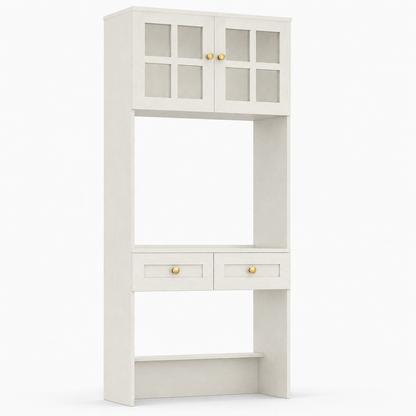 80" Tall Desk with Hutch & Drawers for Small Space