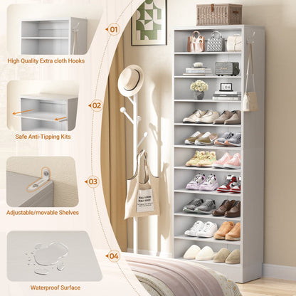 Shoe Storage Cabinet, 10-Tier Shoe Rack With Drawers