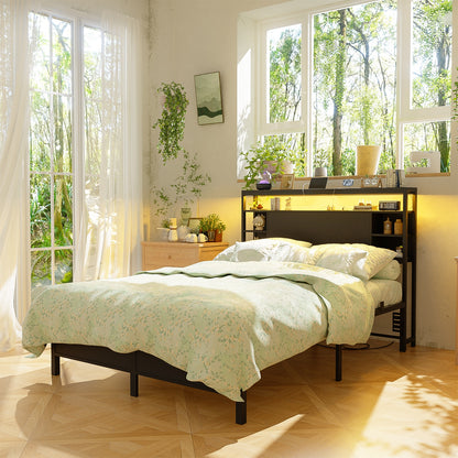 Full Headboards with Power Outlets and Storage Space