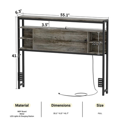 Full Headboards with Power Outlets and Storage Space
