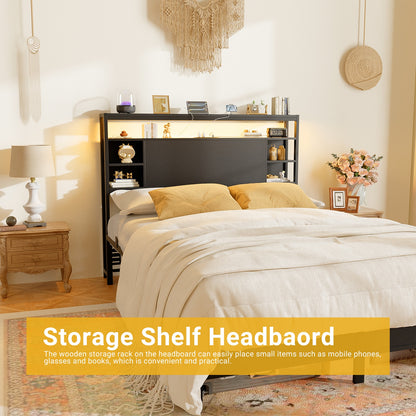 Full Headboards with Power Outlets and Storage Space