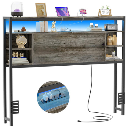 Full Headboards with Power Outlets and Storage Space