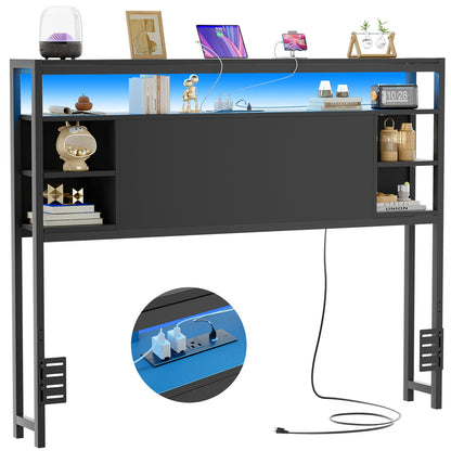 Full Headboards with Power Outlets and Storage Space
