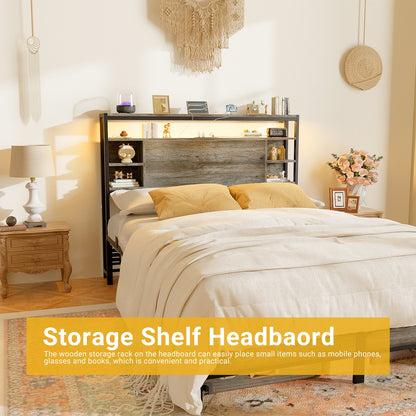 Full Headboards with Power Outlets and Storage Space