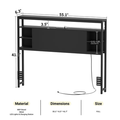 Full Headboards with Power Outlets and Storage Space