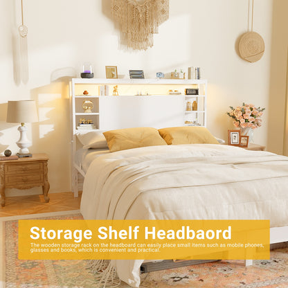 Full Headboards with Power Outlets and Storage Space
