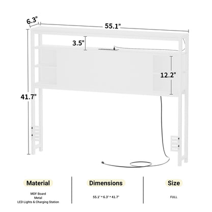 Full Headboards with Power Outlets and Storage Space