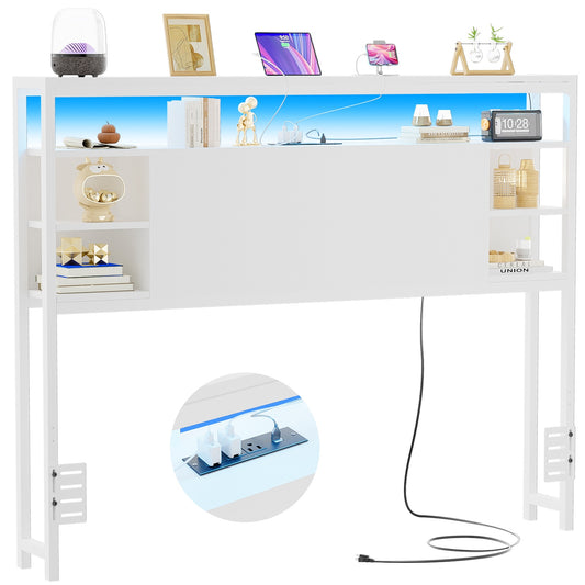 Full Headboards with Power Outlets and Storage Space